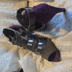 Calvin Klein purple & gray suede high heels: Size 9